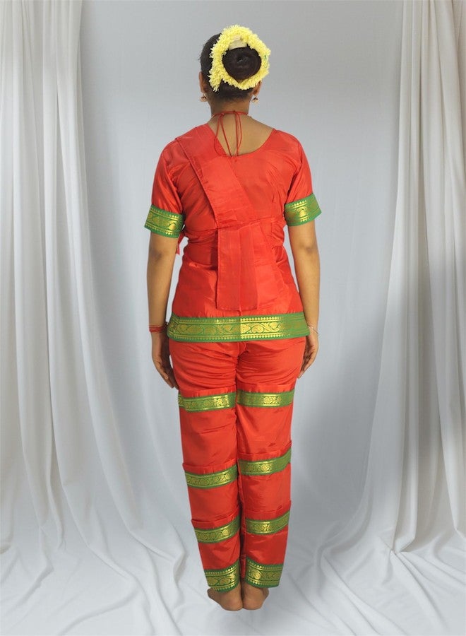 TWINKLE TOTS Bharatnatyam Red dress for girls Classical Dance Bharatnatyam costume for girls fancy dress School Functions and Events - Image 3